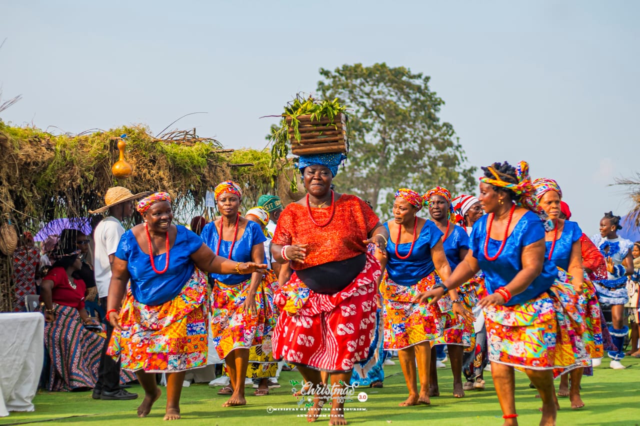 Traditional attire and performers at Ibom Christmas Festival